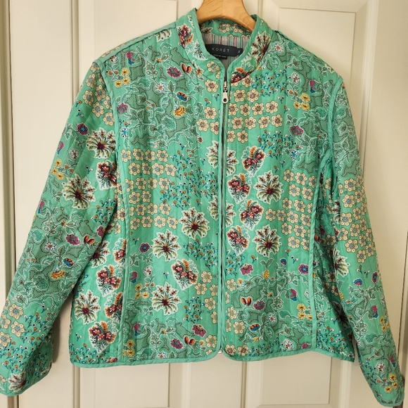 Silk Floral Jacket Pastel Cottagecore Romantic Coquette Prairie Soft Feminine XL - Picture 3 of 15